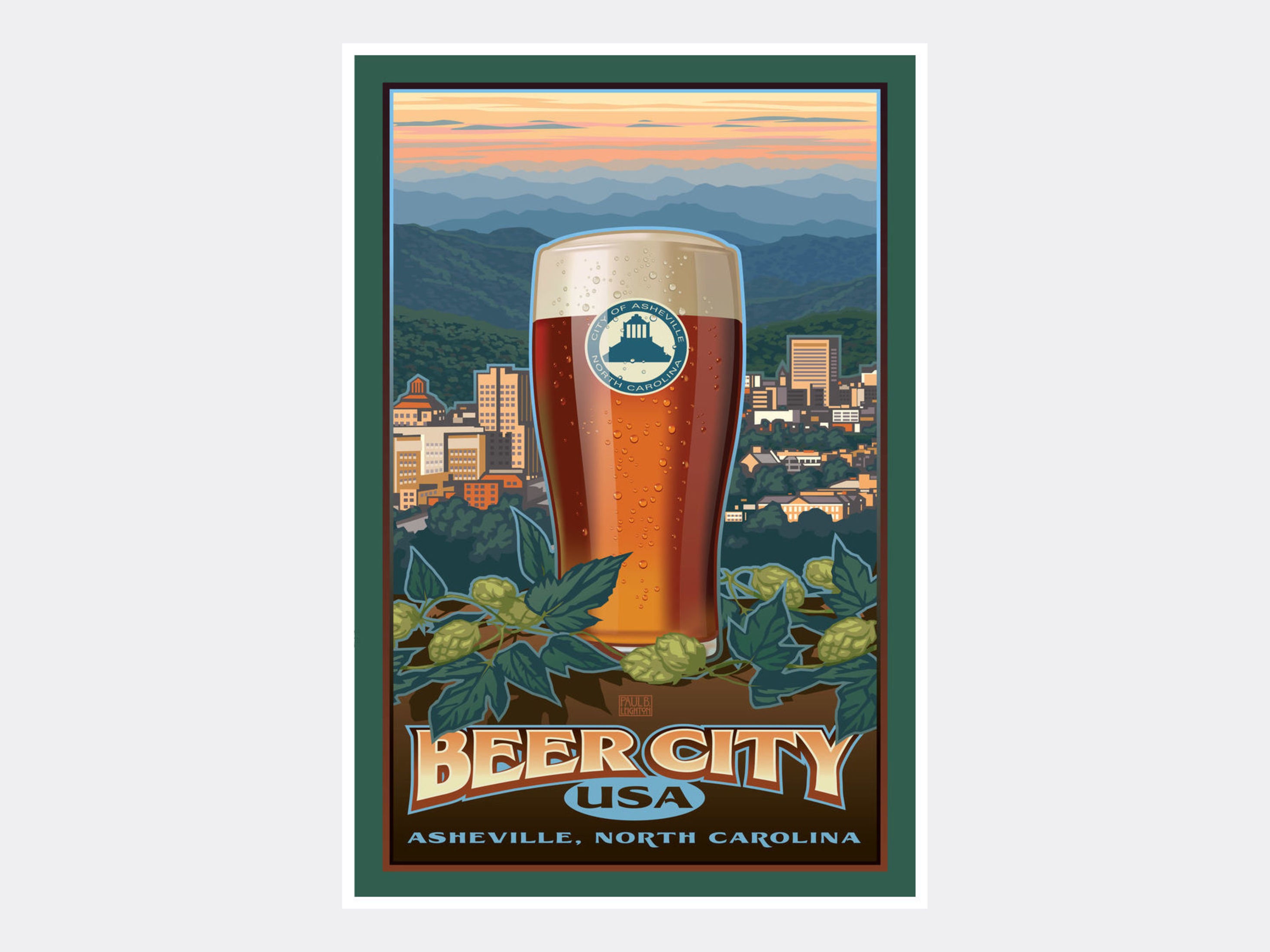 Asheville Beer City Giclee Art Print Poster from Original Etsy