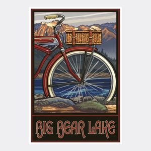 Big Bear Lake California Fat Tire Bike Giclee Art Print Poster from Travel Artwork by Artist Paul A. Lanquist