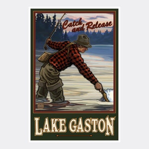 Lake Gaston North Carolina Giclee Art Print Poster from Travel Artwork by Artist Paul A. Lanquist
