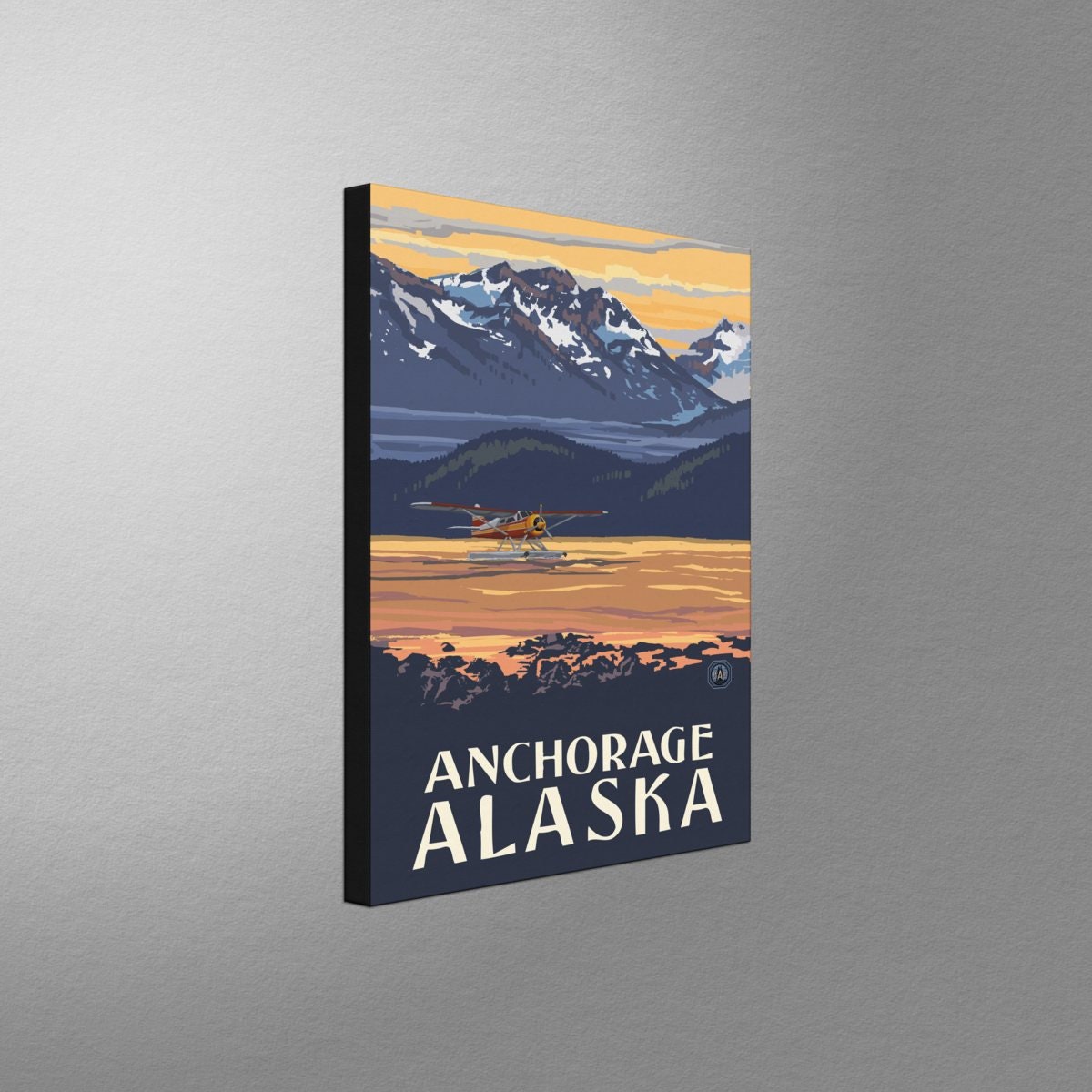 Anchorage Alaska Plane Mountains Stretch Canvas Pillow