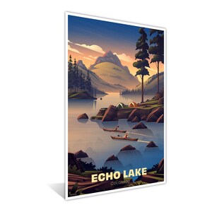 Echo Lake Colorado Rocky Camp Giclee Art Print Poster by Illustrator Brian Edward Miller