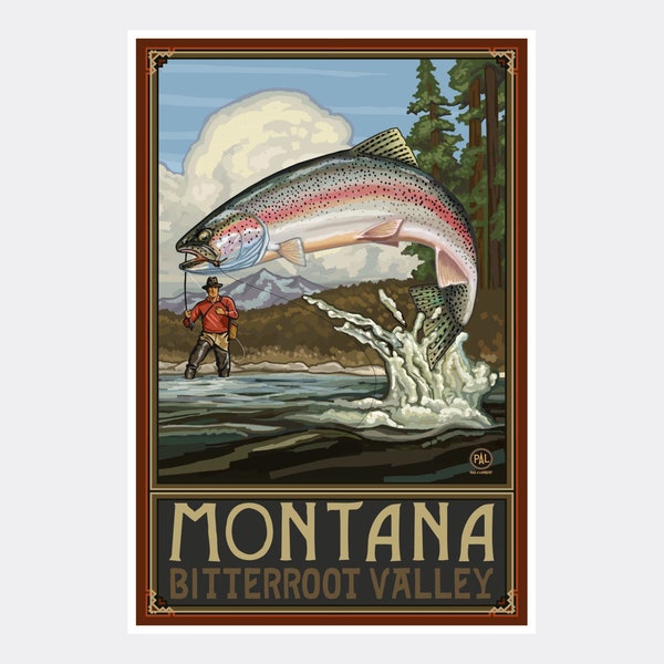Póster de impresión giclée de Montana Bitterroot Valley de Travel Artwork del artista Paul A. Lanquist