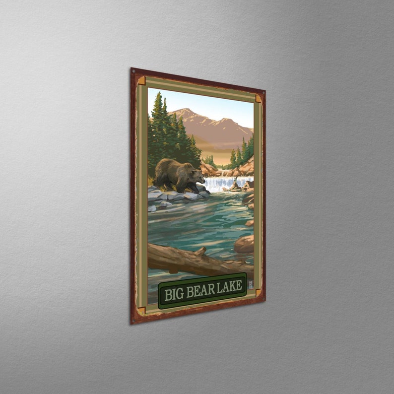 Big Bear Lake California Canoe In Moonlight Giclee Art Print Poster from Original Artwork by Artist Mike Rangner