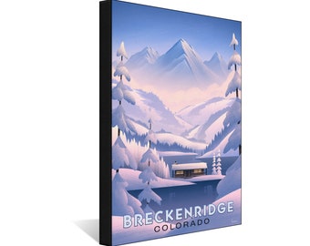 Breckenridge Colorado Frozen Cabin Canvas, Pillow, Blanket by Illustrator Brian Edward Miller