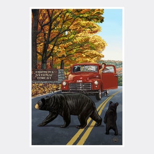 Chippewa National Forest MinnesotaTruck With Sign Giclee Art Print Poster de Travel Artwork del artista Paul A. Lanquist