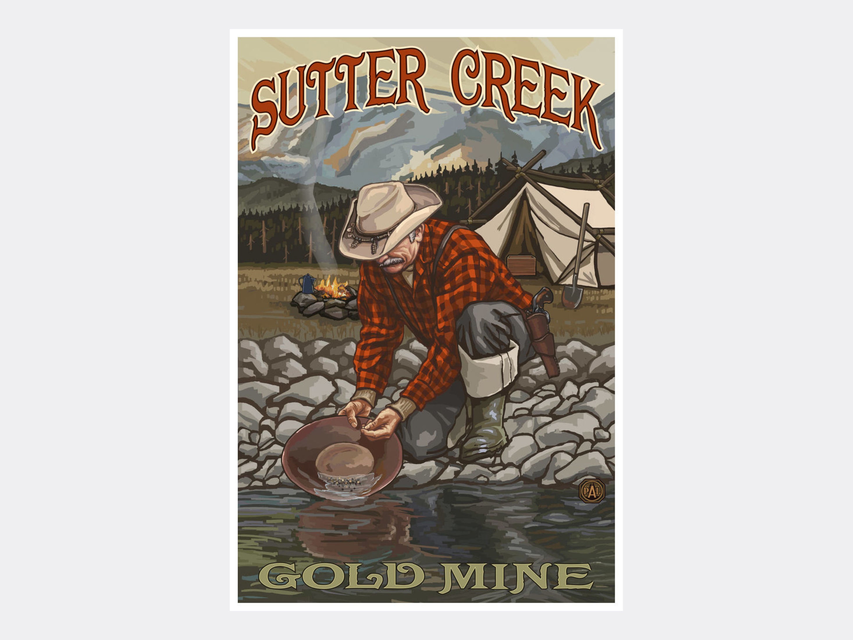 Sutter Creek California Gold Panner Giclee Art Print Poster Etsy