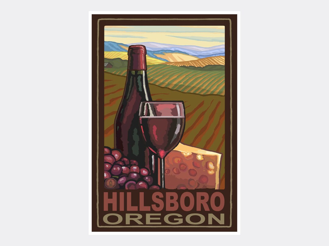 Hillsboro Oregon Wine Country Giclee Art Print Poster dune Etsy France