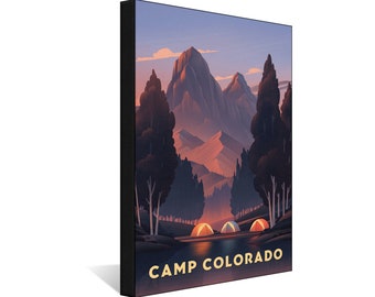 Camp Colorado Mountain Lake Canvas, Pillow, Blanket by Illustrator Brian Edward Miller
