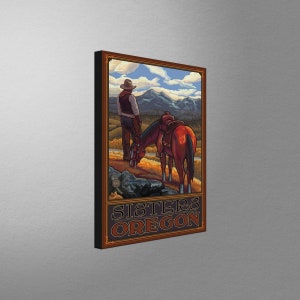 Sisters Oregon Cowboy On Range Stretch Canvas, Pillow, Blanket from Travel Artwork by Artist Paul A. Lanquist
