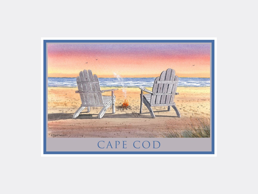 Cape Cod Massachusetts Adirondack Chairs Beach Giclee Art Etsy Denmark