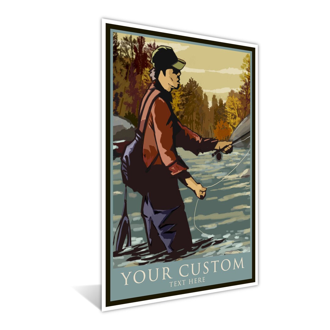 Custom & Personalized Fly Fishing Autumn Forest Giclee Art Print Poster ...