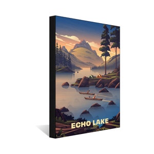 Echo Lake Colorado Rocky Camp Canvas, Pillow, Blanket by Illustrator Brian Edward Miller