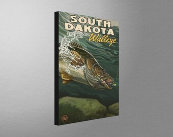 South Dakota Walleye Canvas, Pillow, Blanket from Travel Artwork by Artist Paul A. Lanquist