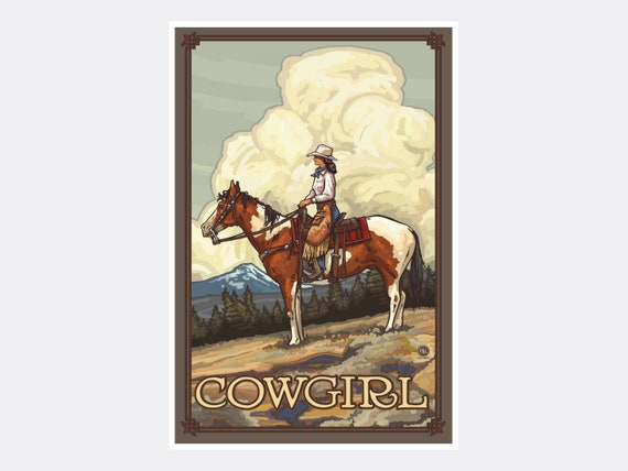 Cowgirl Giclee Art Print Poster from Travel Artwork by Artist Paul A. Lanquist