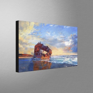 Wreck of the Peter Iredale (Astoria, Oregon) Stretch Canvas, Pillow, Blanket from Artwork by Artist Lisa Sofia Robinson