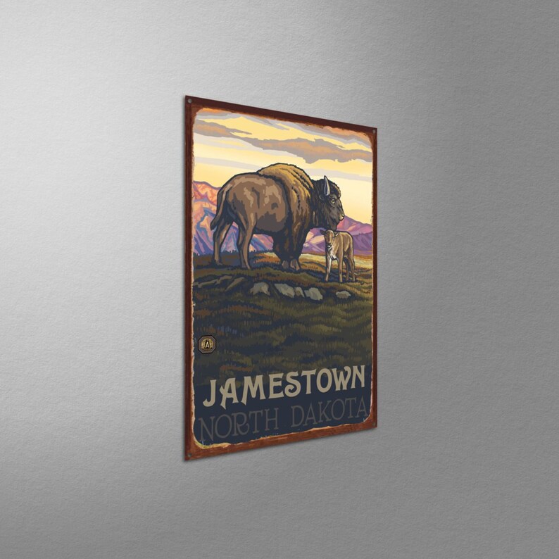 Jamestown North Dakota Buffalo & Calf Art Print: Vintage Travel Poster image 7
