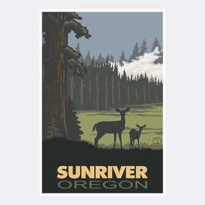 Sunriver Oregon Giclee Art Print Poster From Travel Artwork by Artist ...