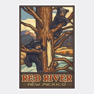 Red River New Mexico Giclee Art Print Poster from Travel Artwork by Artist Paul A. Lanquist