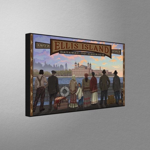 Ellis Island New York Stretch Canvas, Pillow, Blanket from Travel Artwork by Artist Paul A. Lanquist