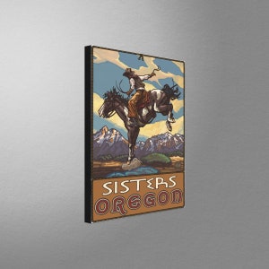 Sisters Oregon Bucking Horse Cowboy Stretch Canvas, Pillow, Blanket from Travel Artwork by Artist Paul A. Lanquist