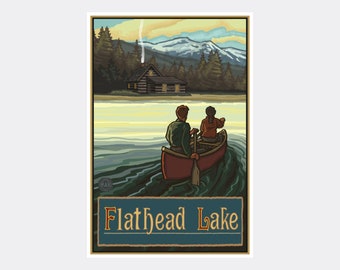 Large Letter Scenes Flathead Lake Montana 36x54 Giclee Gallery Print, Wall Decor Travel Poster 