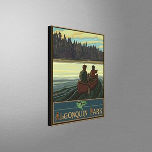Algonquin Park Ontario Canada Lake Canoers Forest Stretch Canvas, Pillow, Blanket from Travel Artwork by Artist Paul A. Lanquist