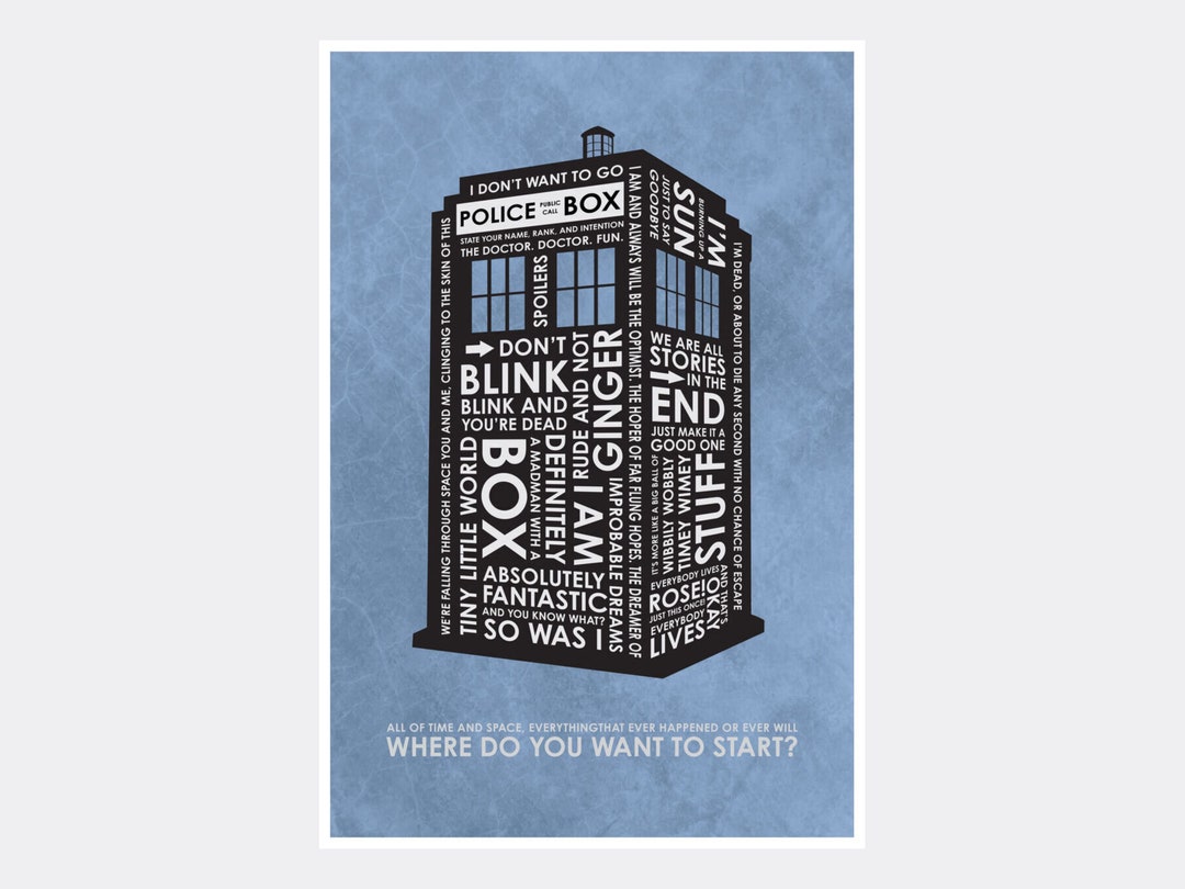 Doctor Who Tardis Typography Art Print by Asher Person - Etsy