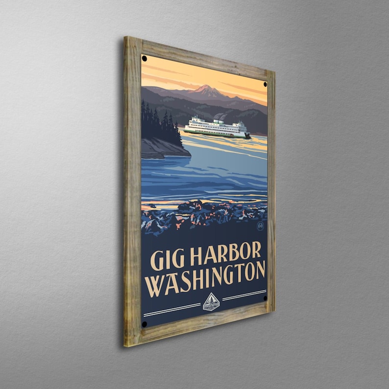 Gig Harbor Washington Giclee Art Print Poster From Travel Etsy