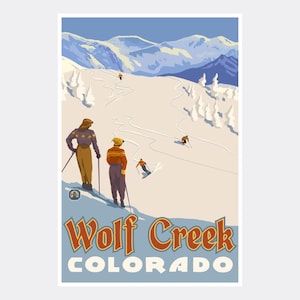 Wolf Creek Colorado Mountain Skier Slopes Giclee Art Print Poster from Travel Artwork by Artist Paul A. Lanquist