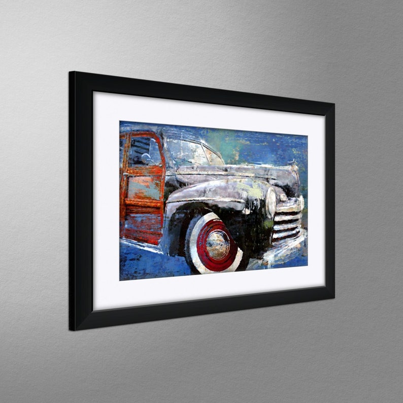 Woodie Giclee Art Print Poster from Original Artwork by Artist Lisa Sofia Robinson Classic Wagon
