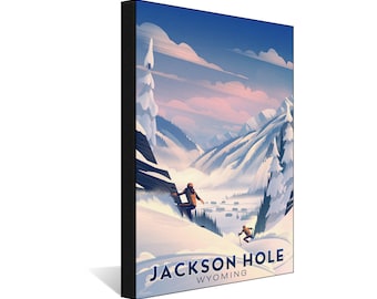Jackson Hole Wyoming Slopes Canvas, Pillow, Blanket by Illustrator Brian Edward Miller