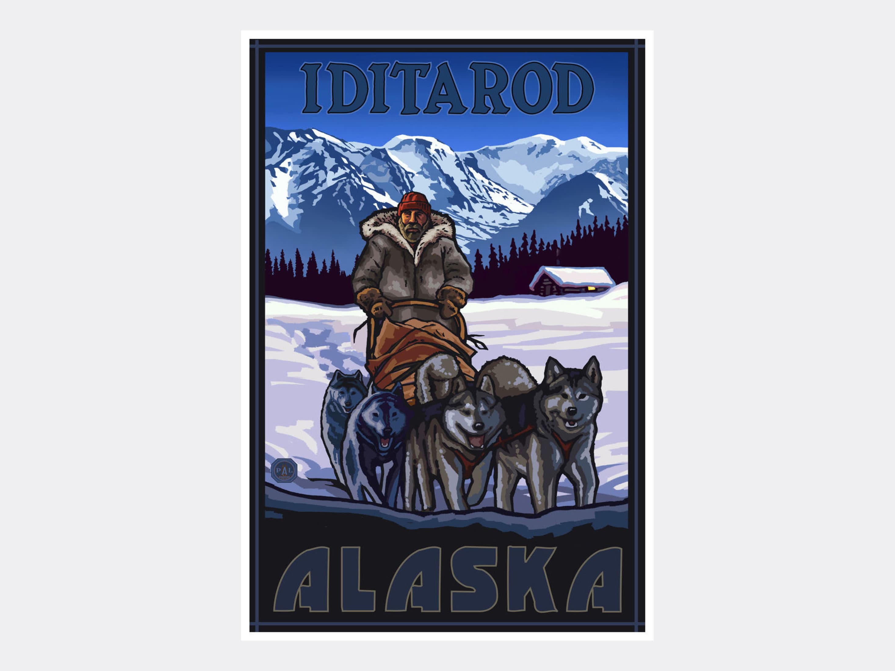 Iditarod Alaska Sled Dogs Giclee Art Print Poster from Travel Artwork by Artist Paul A. Lanquist
