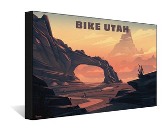 Bike Utah Chasing Sunsets Canvas, Pillow, Blanket by Illustrator Brian Edward Miller