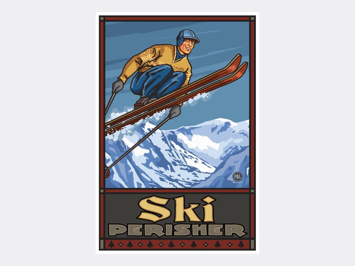 Ski Perisher Giclee Art Print Poster From Original Travel Etsy