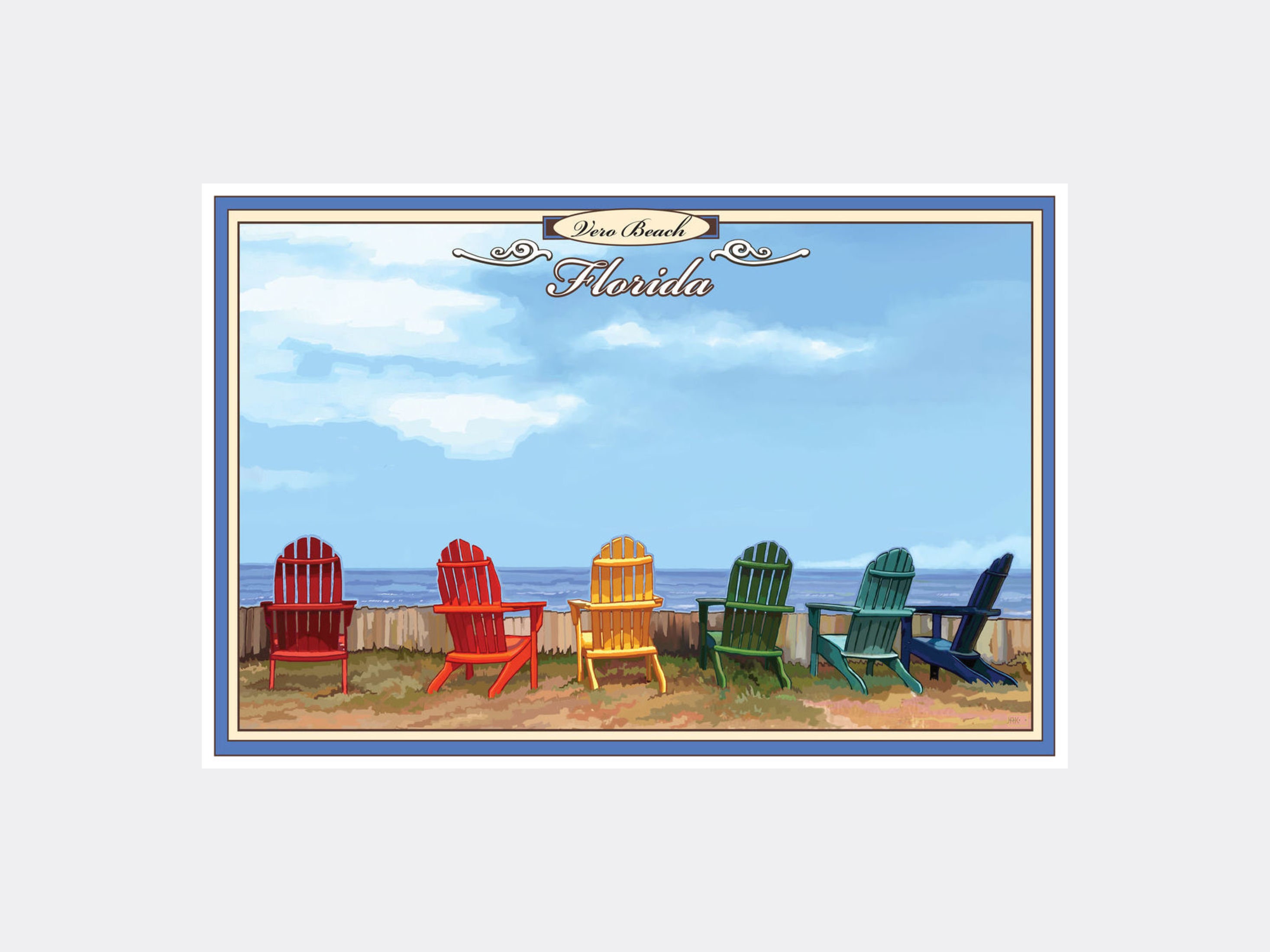 Vero Beach Florida Adirondack Chairs Giclee Art Print 