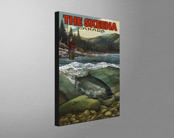 The Skeena River British Columbia Canada Salmon Giclee Art Print Poster from Original Watercolor by Artist Dave Bartholet