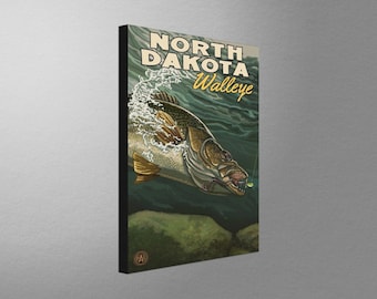 North Dakota Walleye Canvas, Pillow, Blanket from Travel Artwork by Artist Paul A. Lanquist