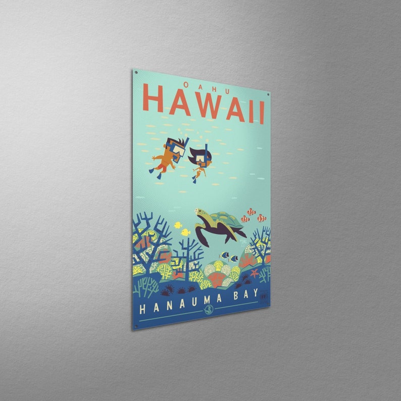 Hanauma Bay Oahu Hawaii Giclee Art Print Poster from Travel Artwork by Travel Artist Benjamin W. Burch image 5