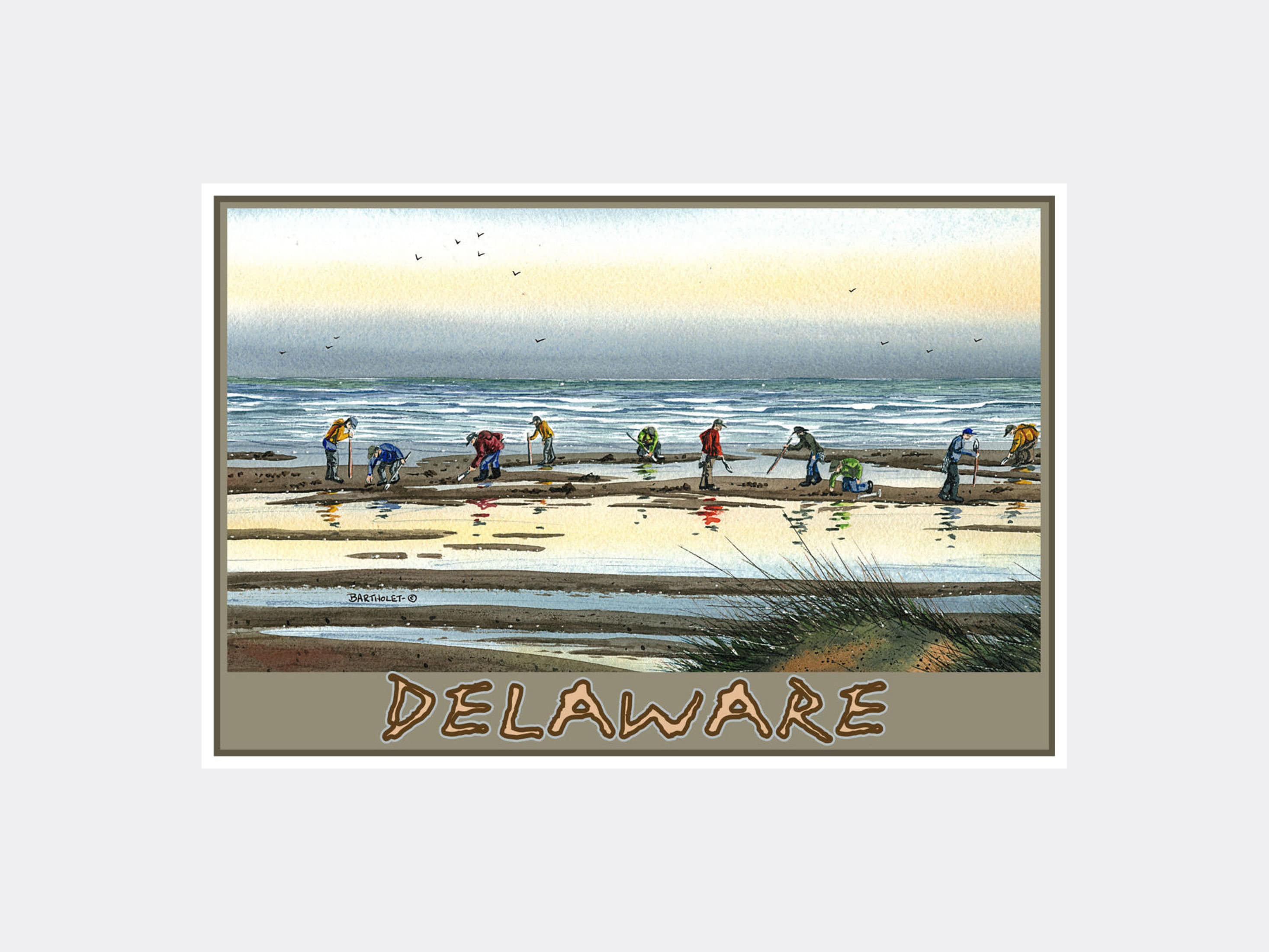 Delaware Clam Digging Giclee Art Print Poster from Original Etsy