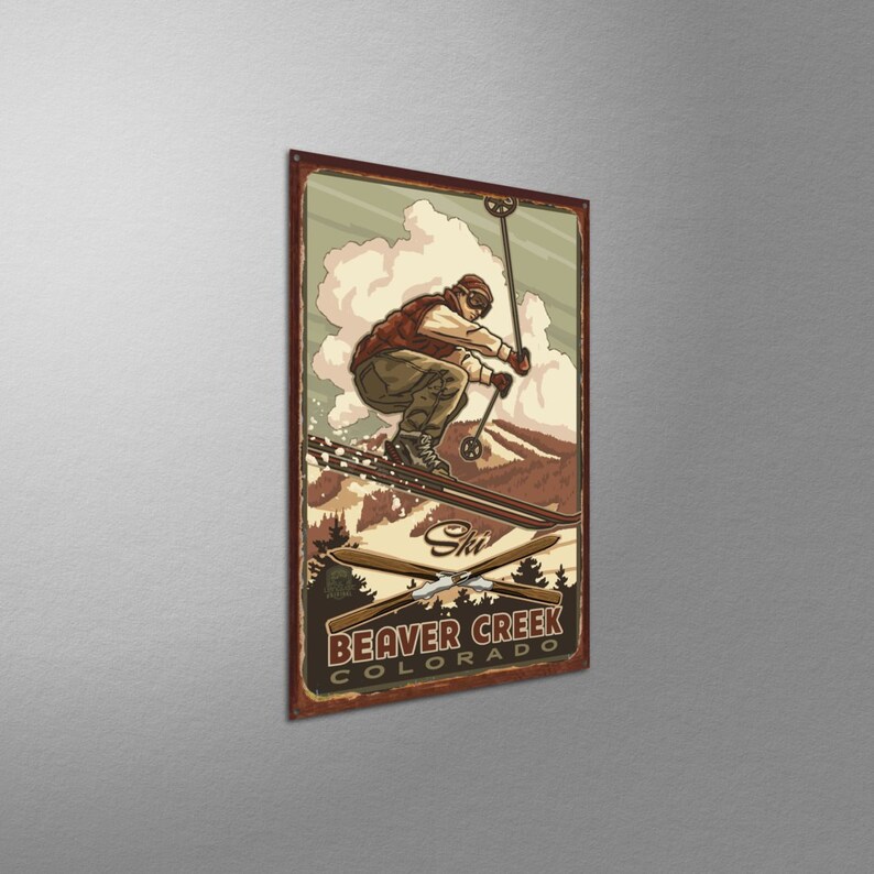 Beaver Creek Colorado Catching Air Snowboarder Giclee Art Print Poster from Original Travel Artwork by Artist Paul A Lanquist