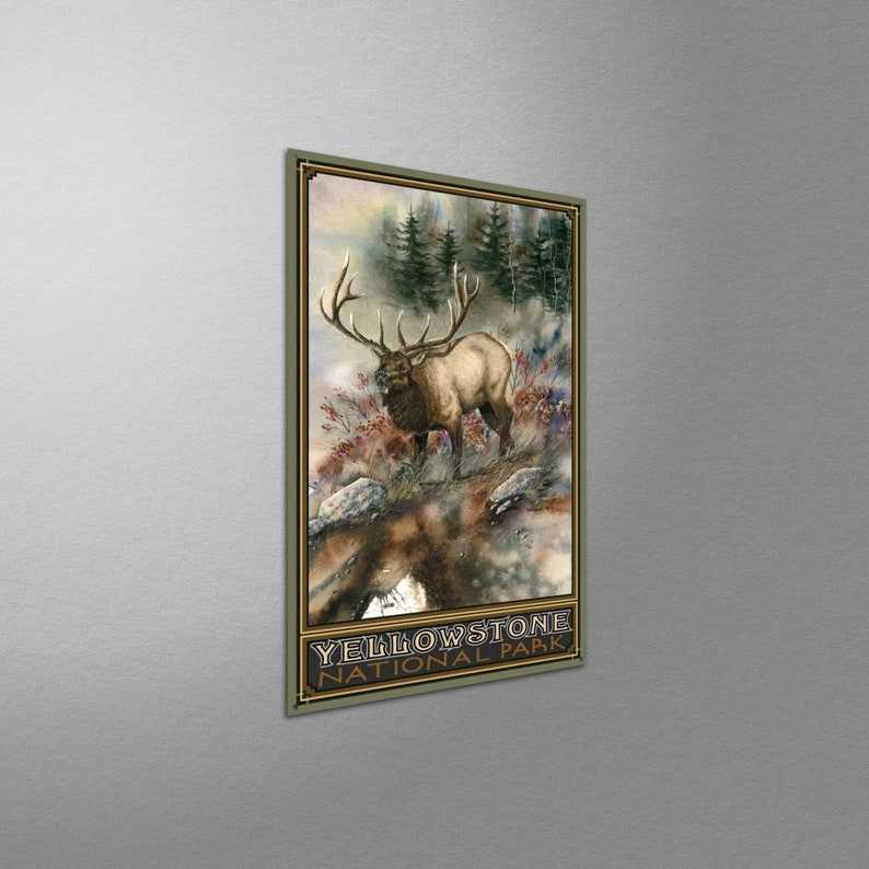 Yellowstone National Park Ridge Runner Elk Giclee Art Print Poster from Original Watercolor by Artist Dave Bartholet