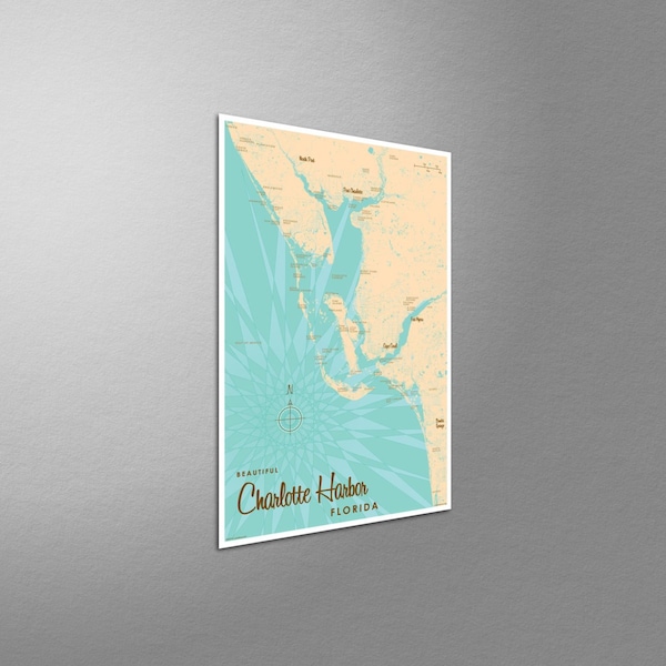 Charlotte Harbor Florida Map Giclee Art Print Poster from Illustration by Lakebound