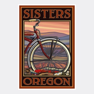 Sisters Oregon Old Half Bike Giclee Art Print Poster from Travel Artwork by Artist Paul A. Lanquist