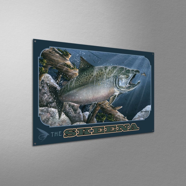 The Skeena River British Columbia Canada Salmon Giclee Art Print Poster from Original Watercolor by Artist Dave Bartholet