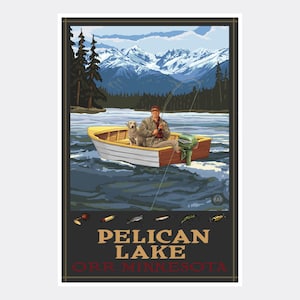 Pelican Lake Orr Minnesota Giclee Art Print Poster from Travel Artwork by Artist Paul A. Lanquist