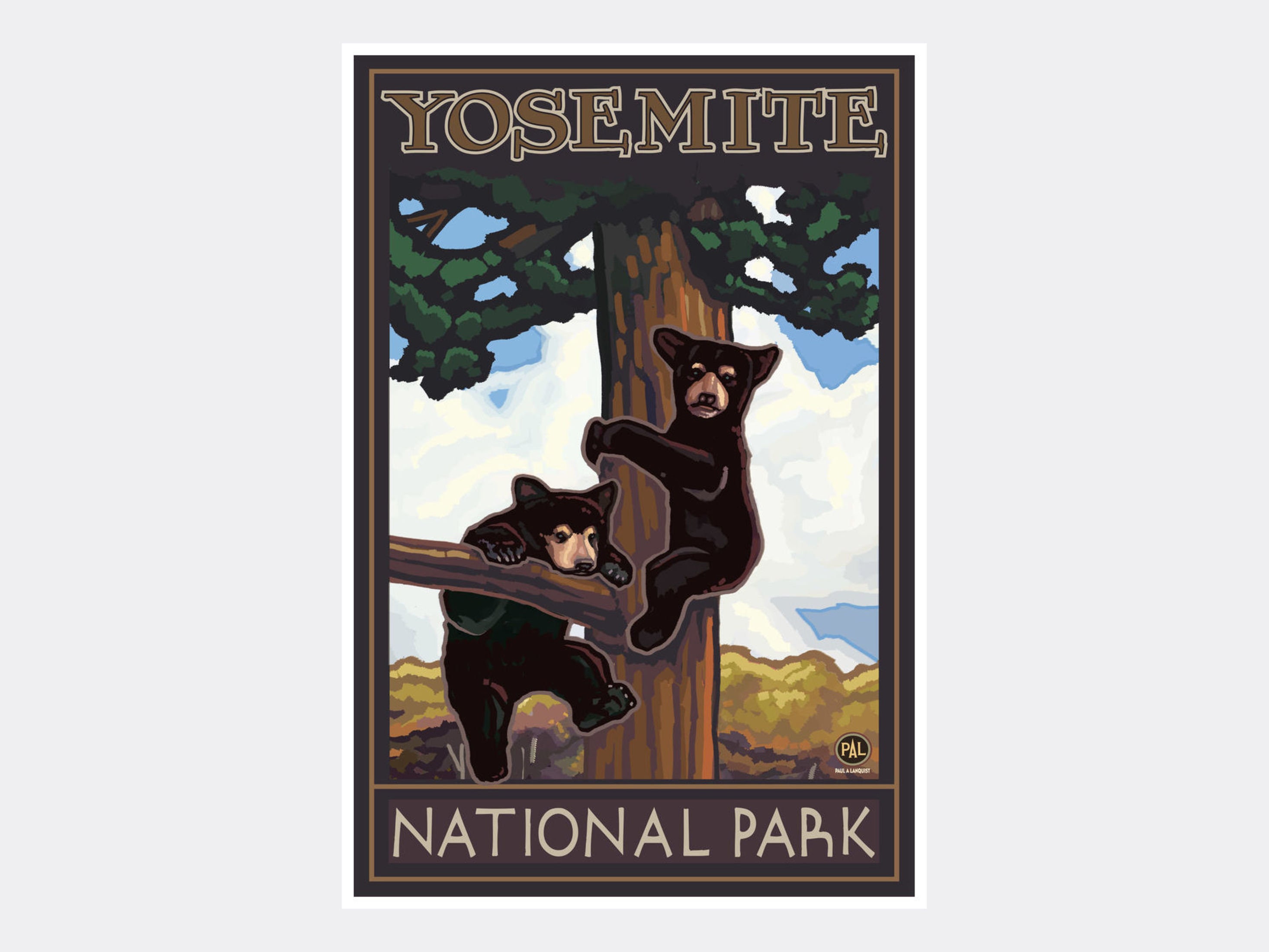 Yosemite National Park Art Print: Two Bears Travel Poster by Paul 