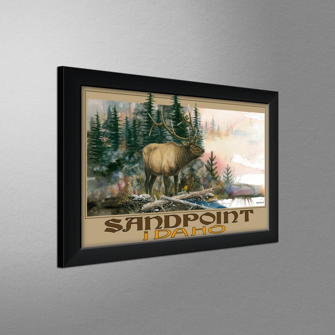 Sandpoint Idaho Elk Giclee Art Print Poster de laquarelle Etsy