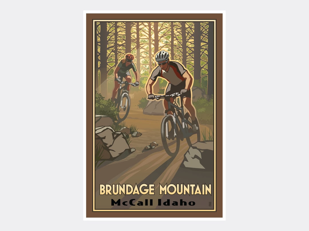 Brundage Mountain Mccall Idaho Two Mountain Bikers Giclee Art