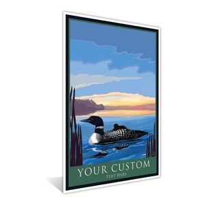 Custom & Personalized Loon and Chick Giclee Art Print Poster by Artist Joanne Kollman