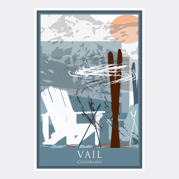 Vail Colorado Ski Chairs Giclee Art Print Poster from Painting by Artist Mike Rangner